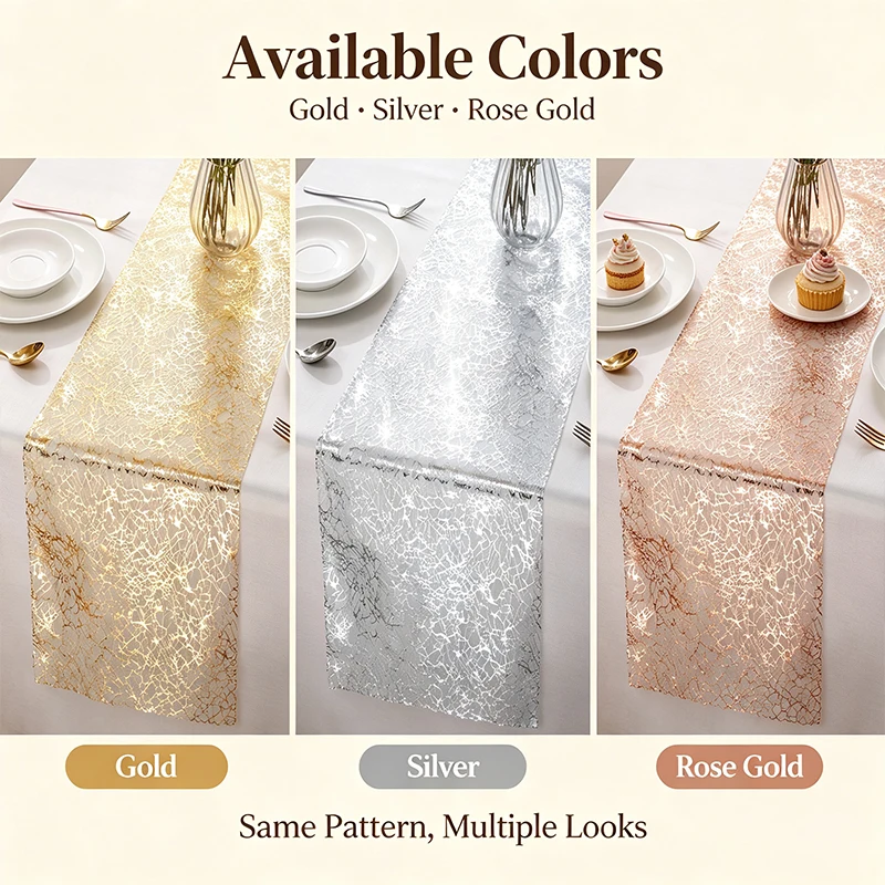 Gold Table Runner Metallic Glitter Table Cloths Runner Roll Rectangle for Wedding Birthday Party Home Dining Table Decoration
