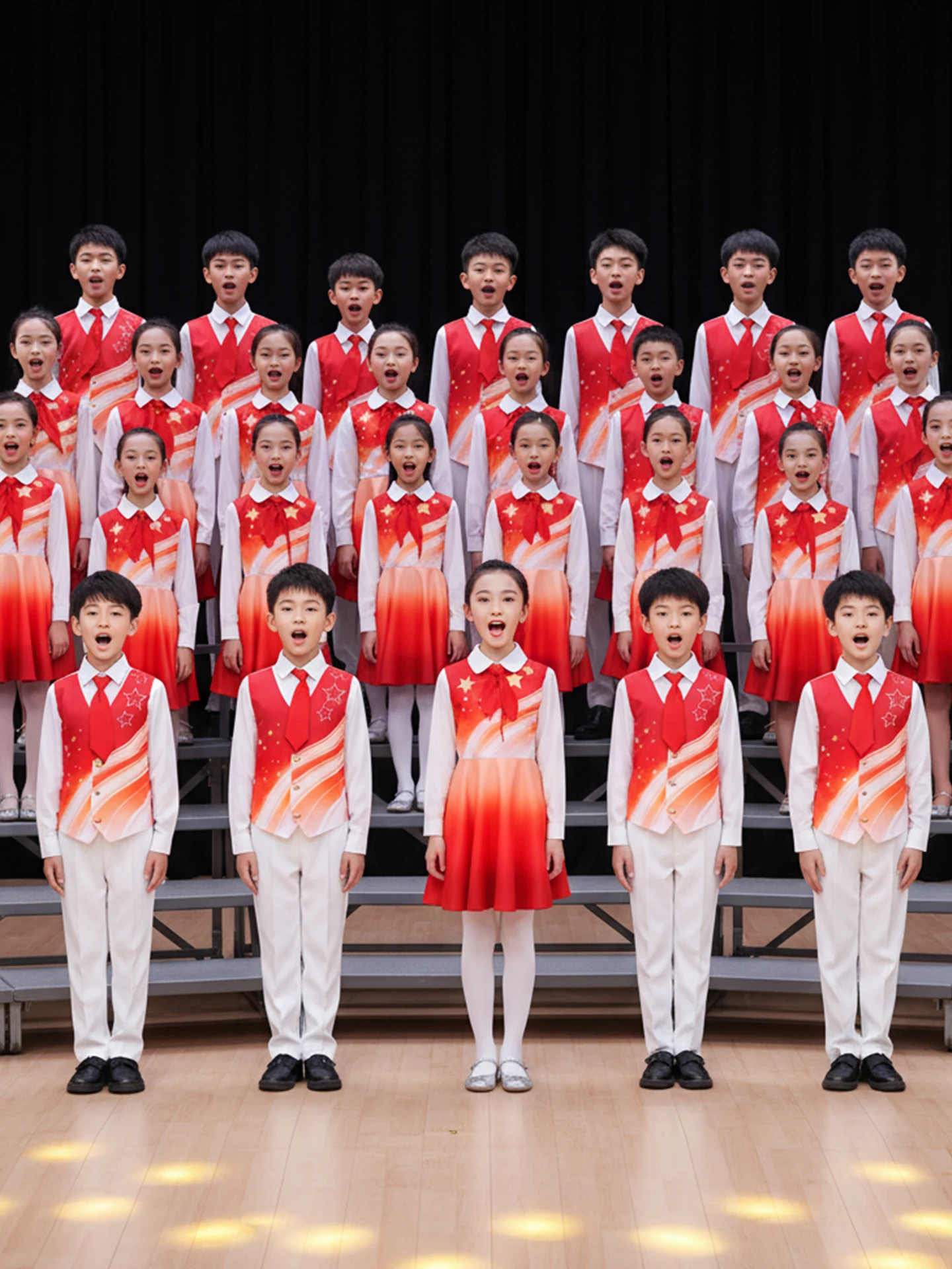 

Красный патриотический костюм для детских выступлений, костюм для хора, одежда для церемоний и выступлений для девочек начальной и средней школы