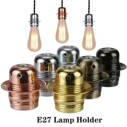E27 Metal Vintage Lamp Holder DIY Industrial Pendant Light Bulb Base With Ring Retro Screw Socket Fitting Adapter Lamp Socket
