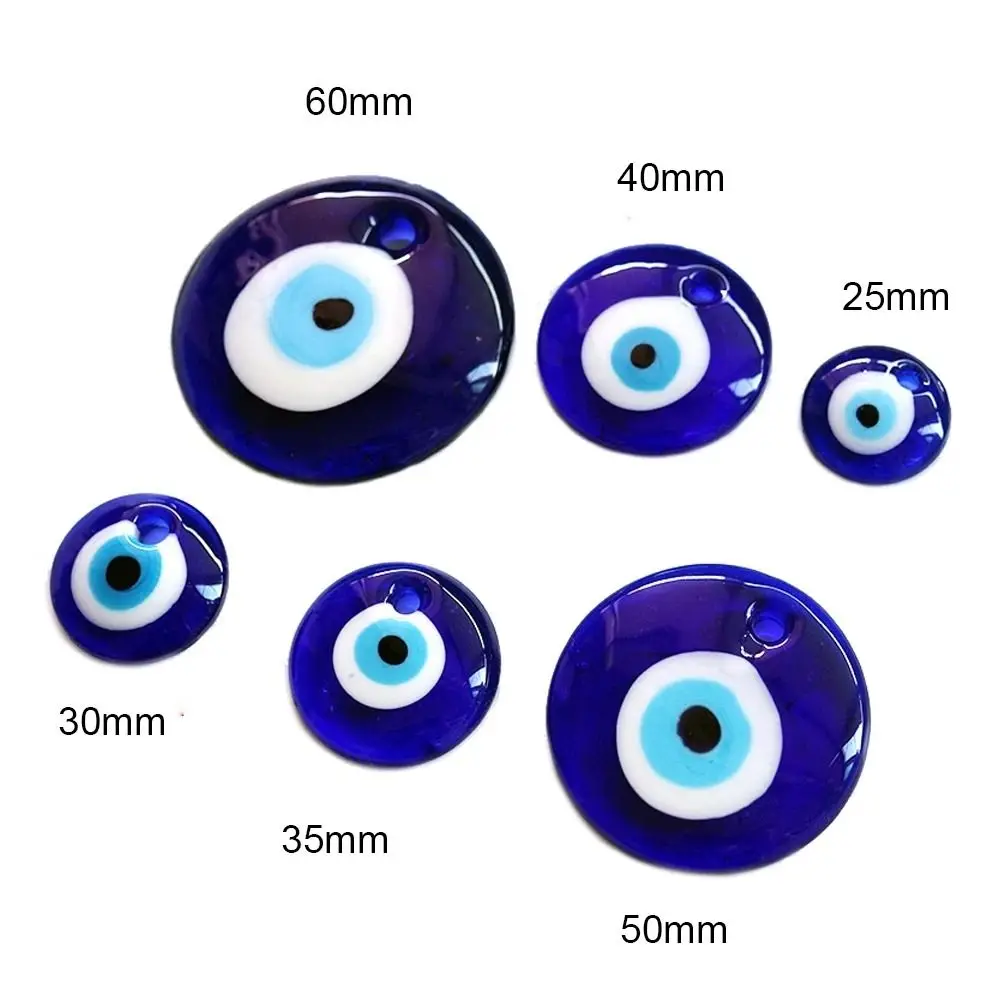 Antique 25/30/40/60MM Evil Eye Charms Beads Round Classic Blue Eye Pendant Punk Hip Pop Unisex Lucky Blue Eye Jewelry Gift