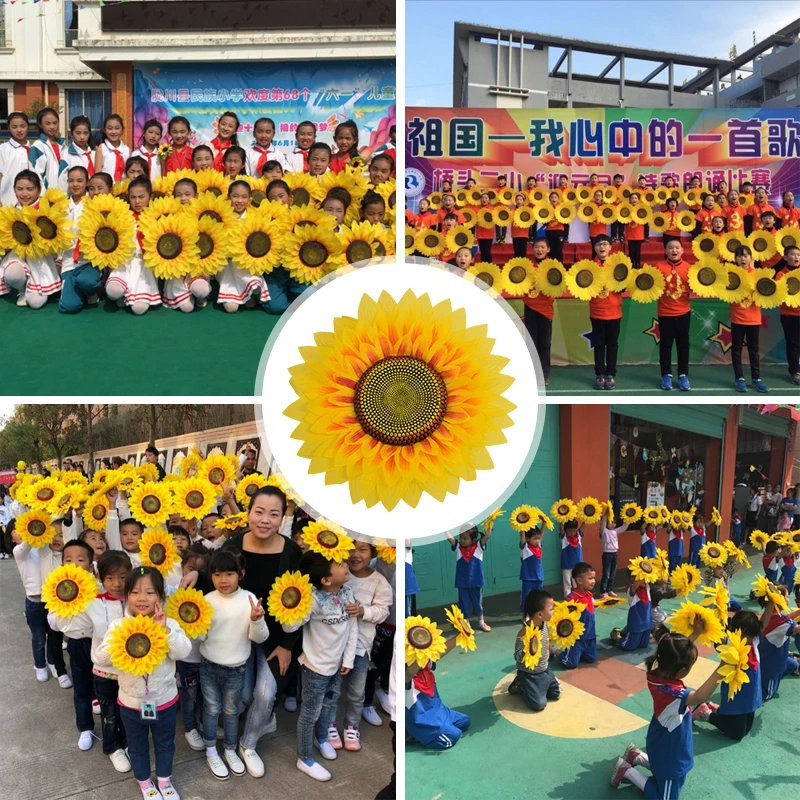 1pc Neue Sonnenblumen Kopf Set Kinder Dance Show Gesicht Sonnenblumen Spiele Eröffnung Zeremonie Eingang Requisiten Sonne Gesicht Set Cosplay