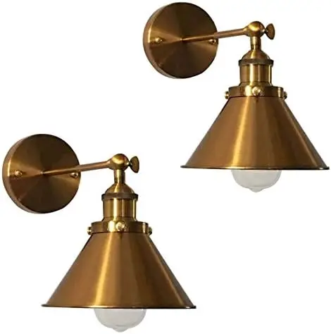 

Adjustable Arm Light Fixtures Brass Finish 1 Light Sconce 7" Industrial Swing arm lamp Mounted Lighting Fixture with Cone Sha