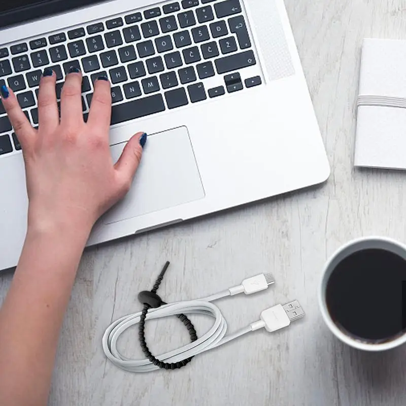 Rubber Wire Ties 15cm/5.9inch Silicone Bag Ties Multi Purpose Elastic Charging Cable Organizer Travel Essentials For Audio Cable