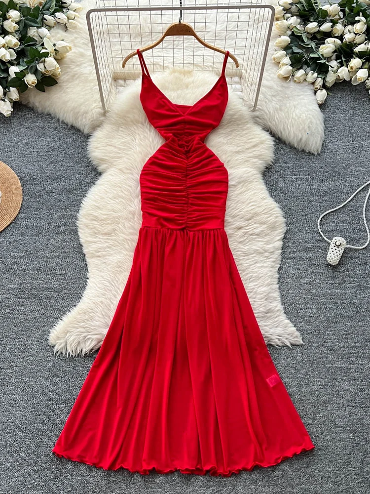 Vestido Longo Sexy de Verão para Mulheres, Saia em A de Cintura Alta com Camada de Tule, Vestido Sem Alças Estilo Coreano de ...