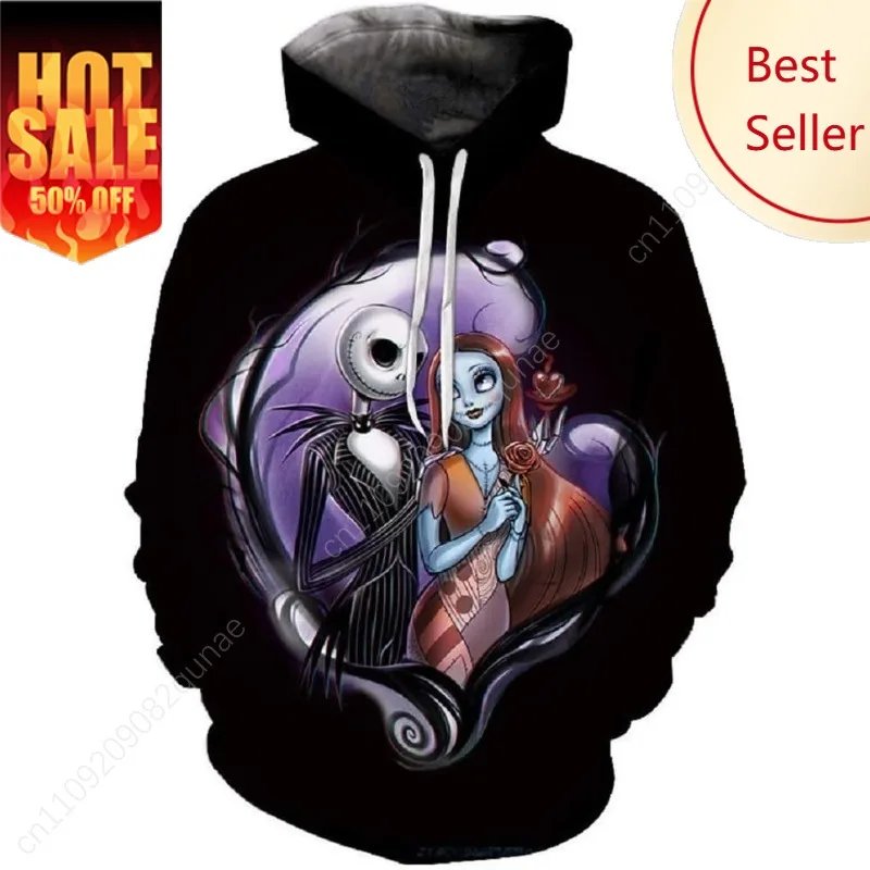 

Unisex Nightmare Before Christmas Jack & Sally Novelty Hoodie 3D Print Sweatshirts Hoodie for Adult