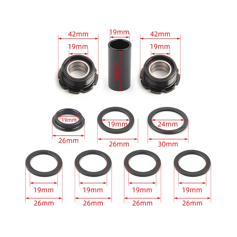 POLSO BMX Bottom Bracket Euro BB 19mm 1.37*24T 73mm Aluminum Alloy Bike Parts