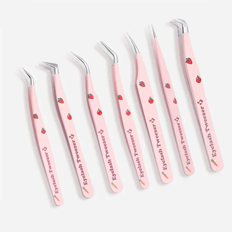 Pincettes antistatiques en acier inoxydable pour faux cils, 6 Types, bande incurvée, Extension de cils 3D, outils de maquillage