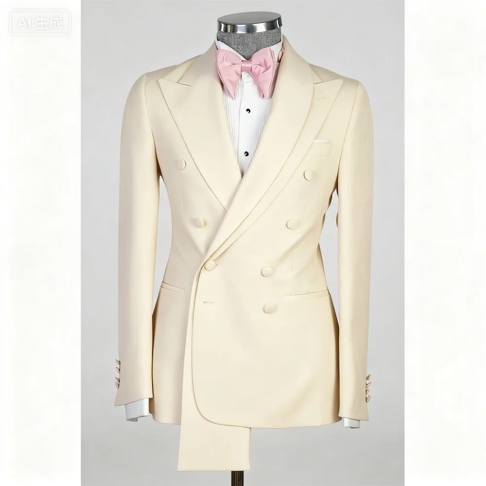 Rose Pink 2-Piece Men's Tuxedo with Spacious Lapel for Wedding Banquet Party Formal Men's Clothing Custom-Made Di