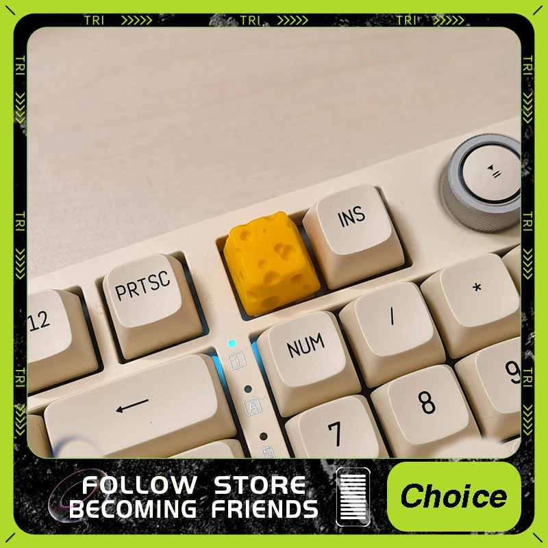 TRI Cheese Keycaps Personalized Resin for Mechanical Keyboard Keycaps Chesse Cake Design Cute Yellow Food Creative Gift Keycaps