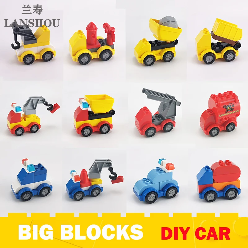 Big Size Building Blocks DIY Construction Vehicle Digger Bucket Shovel Truck Compatible Large Bricks Children Assembly Toys Gift