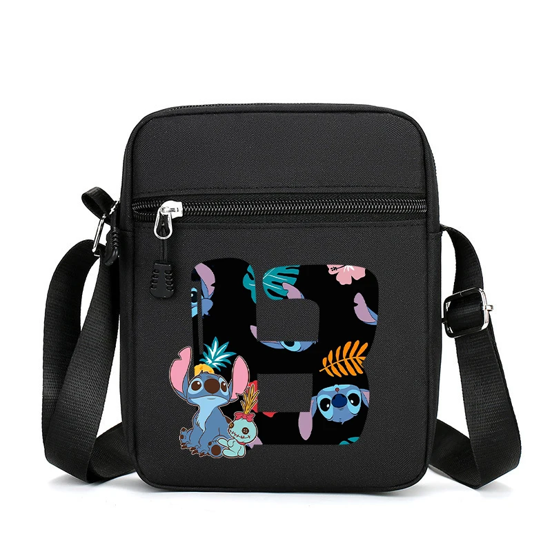 만화 스티치 메신저 백 A-Z 알파벳 소녀 옥스포드 천 야외 스포츠 휴대폰 가방 소년 핸드백 애니메이션 귀여운 숄더백