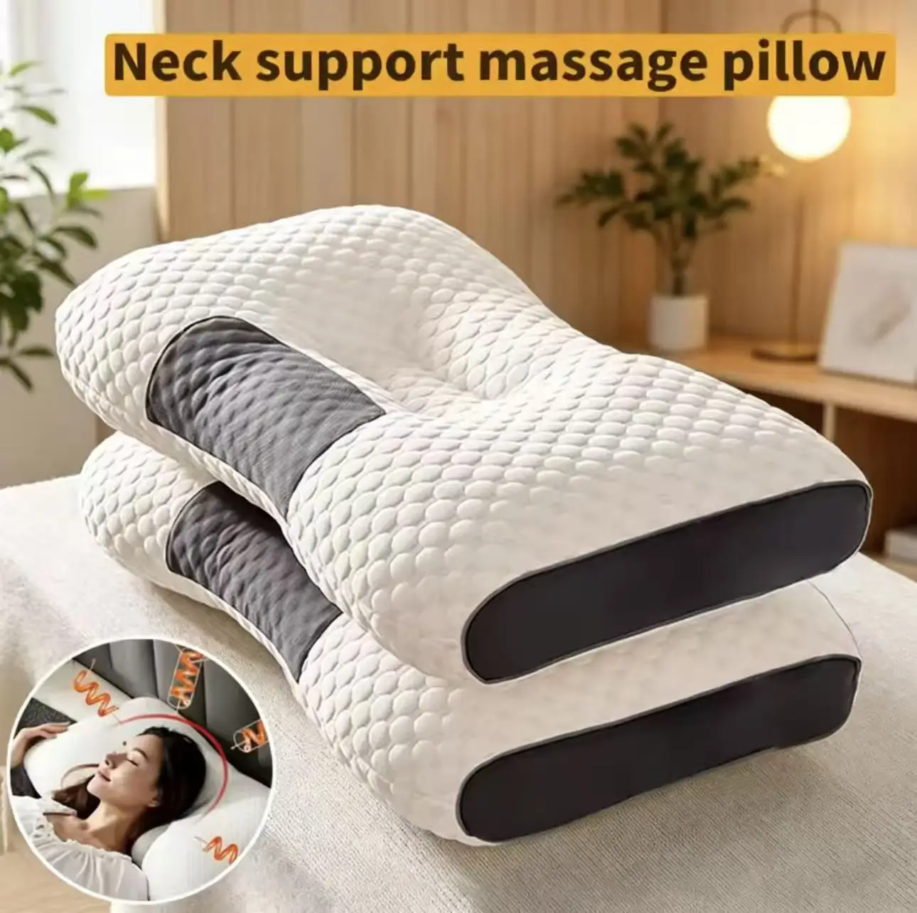 Neck Pillow Help Sleep And Protect The Neck Cervical Orthopedic Household Soybean Fiber SPA Massage Pillow For Sleeping New