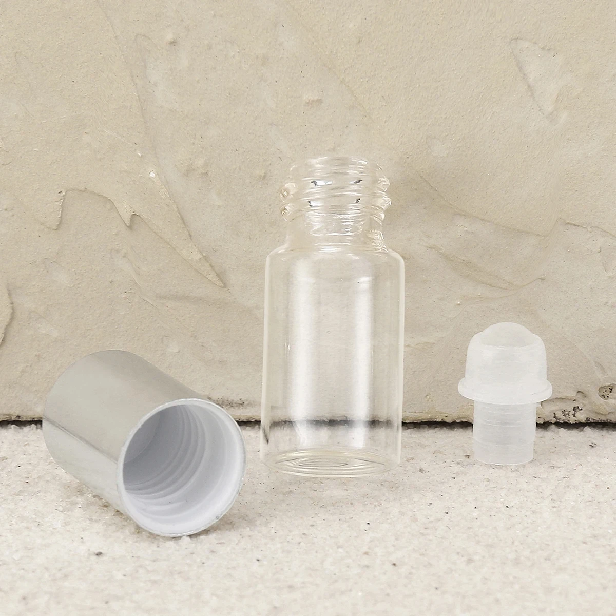 10Pcs+5 Accessories 3ml Essential Oil Mini Clear Glass Roller Ball Bottle with 10 Walking Bead Bottles, 5 Funnels.