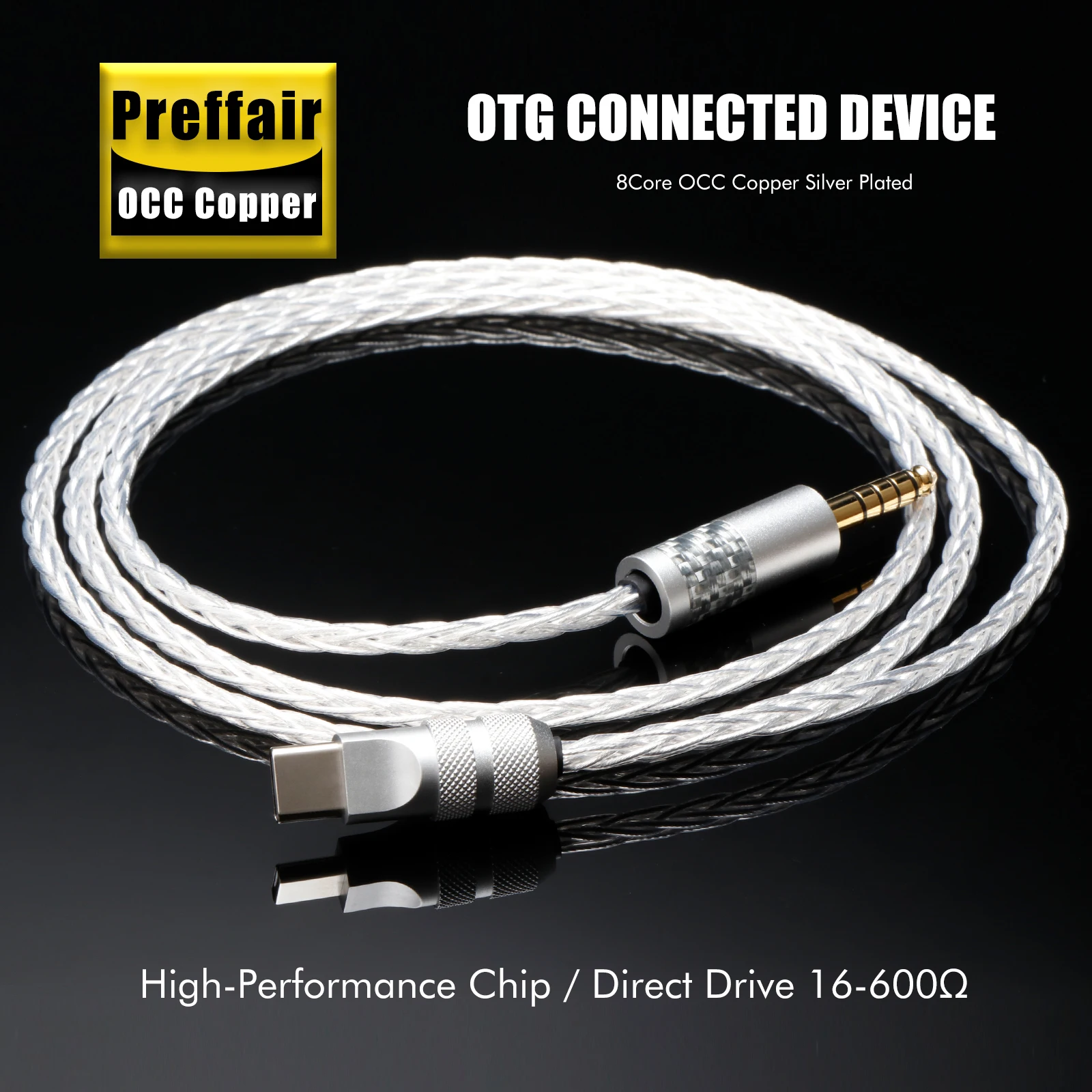 Preffair B＆W Px8 Px7s2e USB-C to 3.5mm Cable Bowers Px8 Headphone Cable 4.4mm to Type C Pi7 Px7 S2 Headphone Upgraded Cable