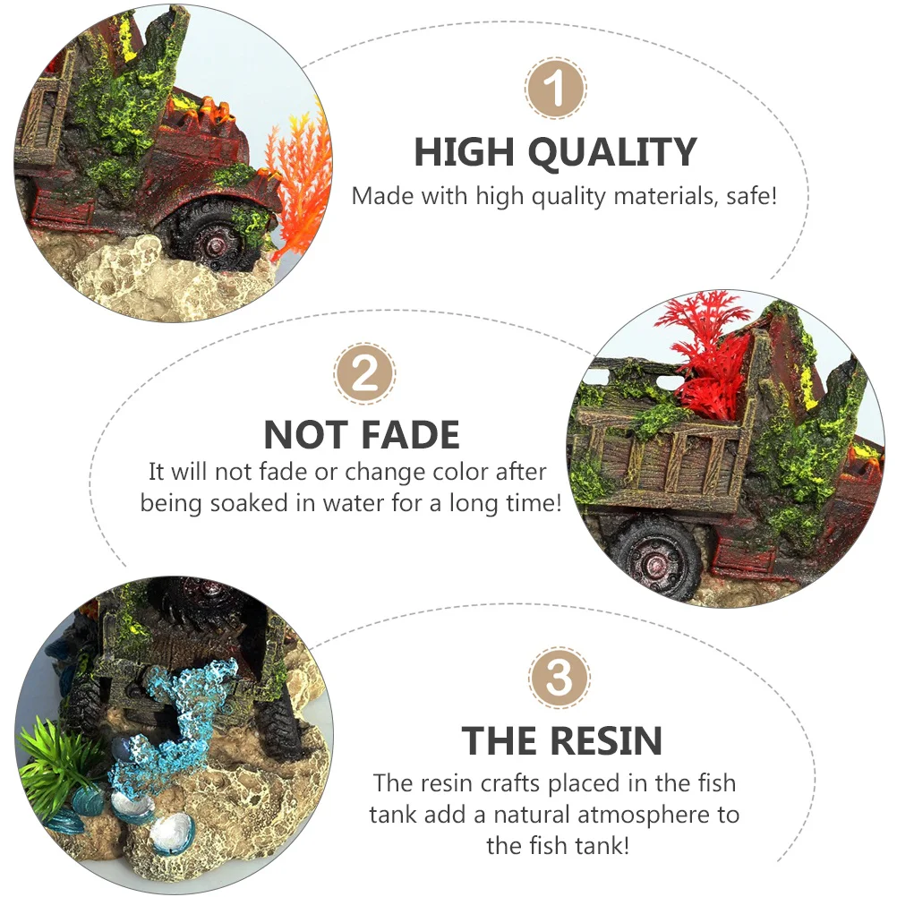 

Coral Truck Resin Craft Fish Tank Decor Aquarium Landscape Ornament For Home Office Freshwater Saltwater Environment Waterproof