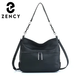 Zency Soft Cowhide Leather Winter Women's Shoulder Bag Casual Commuter High Capacity Female Crossbody Handbag Vintage Shopper