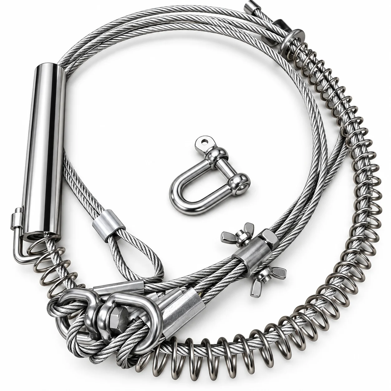 3pcsThick Steel Wire Rope Spring & Lock Nuts, Solid Replacement Accessories for Wild Boar, Fox and Rabbit Trap, Farm Essential T