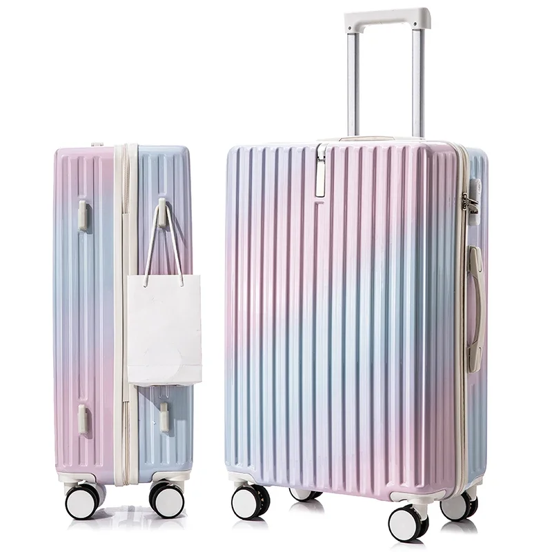 Nieuwe Gradiënt Bagage 20 Inch Instap Trolley Koffer 24 "Student Veiligheidscombinatie Slot Voorhaak Stille Universele Roller