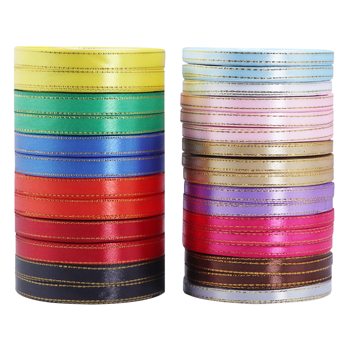 

25Yards 0.6/1cm Glitter Gold Edge Ribbon for Handmade Gift Bouquet Wrapping Supplies Home Party Decor Wedding Christmas Ribbons