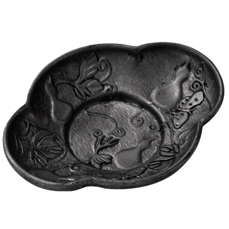 1PC Antique Tin Cup Mat, Hand Hammered Metal Tea Saucer, Non-Slip Japanese Style Tea Tray Pad, Kung Fu Tea Accessories - view 5