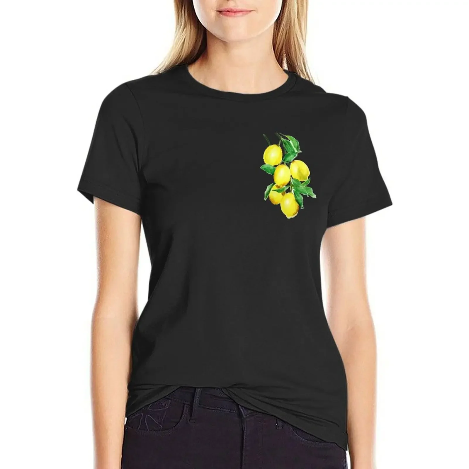 

yellow lemon watercolor T-Shirt Blouse new edition vintage clothes Female clothing t shirts for Womens