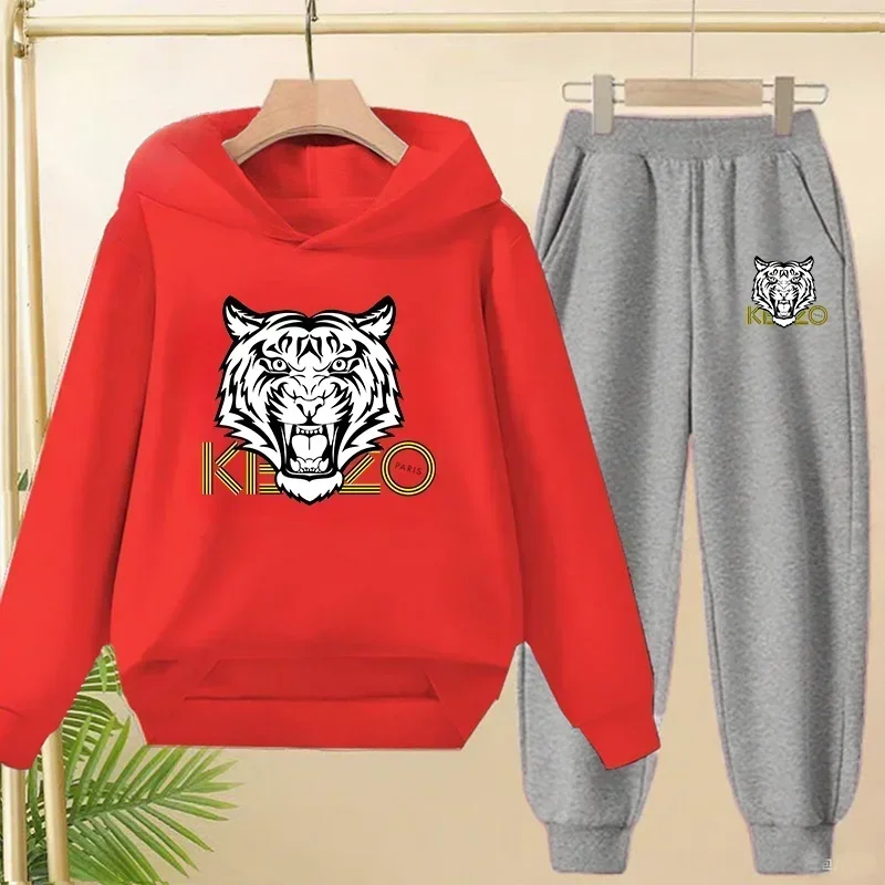 Spring Autumn Children Clothes Tiger Head Kids  Fashion 2pcs Hoodie Sweatshirts Pants Suits 3-13 Years Boys Girls Outfits