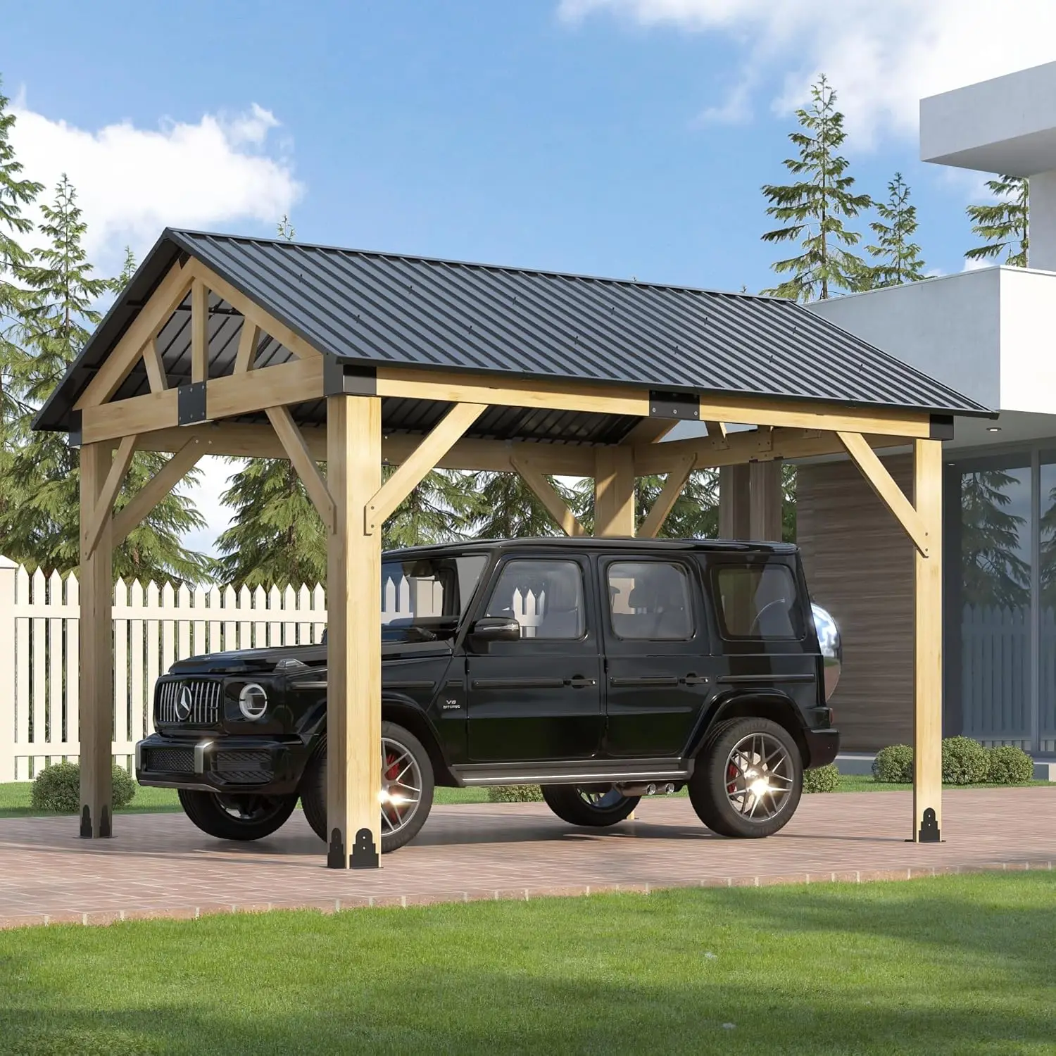 

10’x12’ Outdoor Wood Gazebo - Hardtop Patio Gazebos with Galvanized Steel Roof, Cedar Wooden Gazebo for Garden, Porch,, Custom