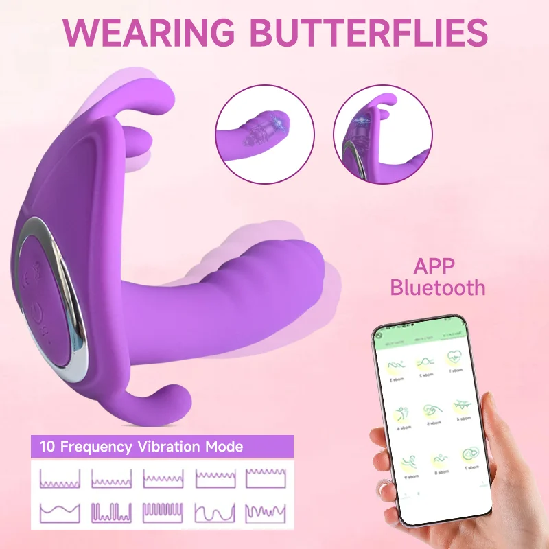 Tibe Women's Wearing Butterfly 4 Generation Deluxe Edition Chauffage Intelligent entièrement automatique Double Vibration Cunniling Wirele