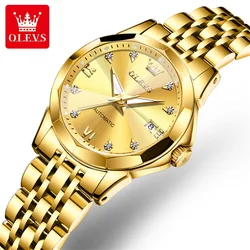 OLEVS 9982 Women's Watches Gold Stainless Steel Fully Automatic Mechanical Wristwatch Luxury Waterproof Diamond Ladies Watch