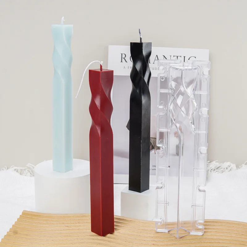 3D Spiral Long Rod Candle Mold Home Decor Candle Making Supplies Acrylic PC Plastic Mould Kit Easy To Release Candle Molds