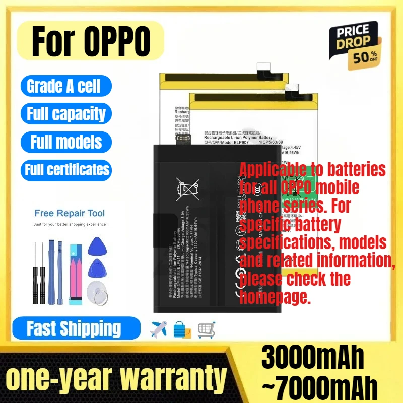 

Battery for OPPO Reno 2/2F/2Z/3/3A/3 Pro/4/F17/5/6/5F/5 Lite/5z 5G/6/5 Pro/5 Plus/5 Pro Plus/6 5G/7Z/8Z/7 4G/8 4G/8Z 5G/8T/9/10
