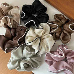 Korea Elegant Big Scrunchie For Women white Satin hair tie Girls elastic Hair  rubber bands black hair rope accesoire