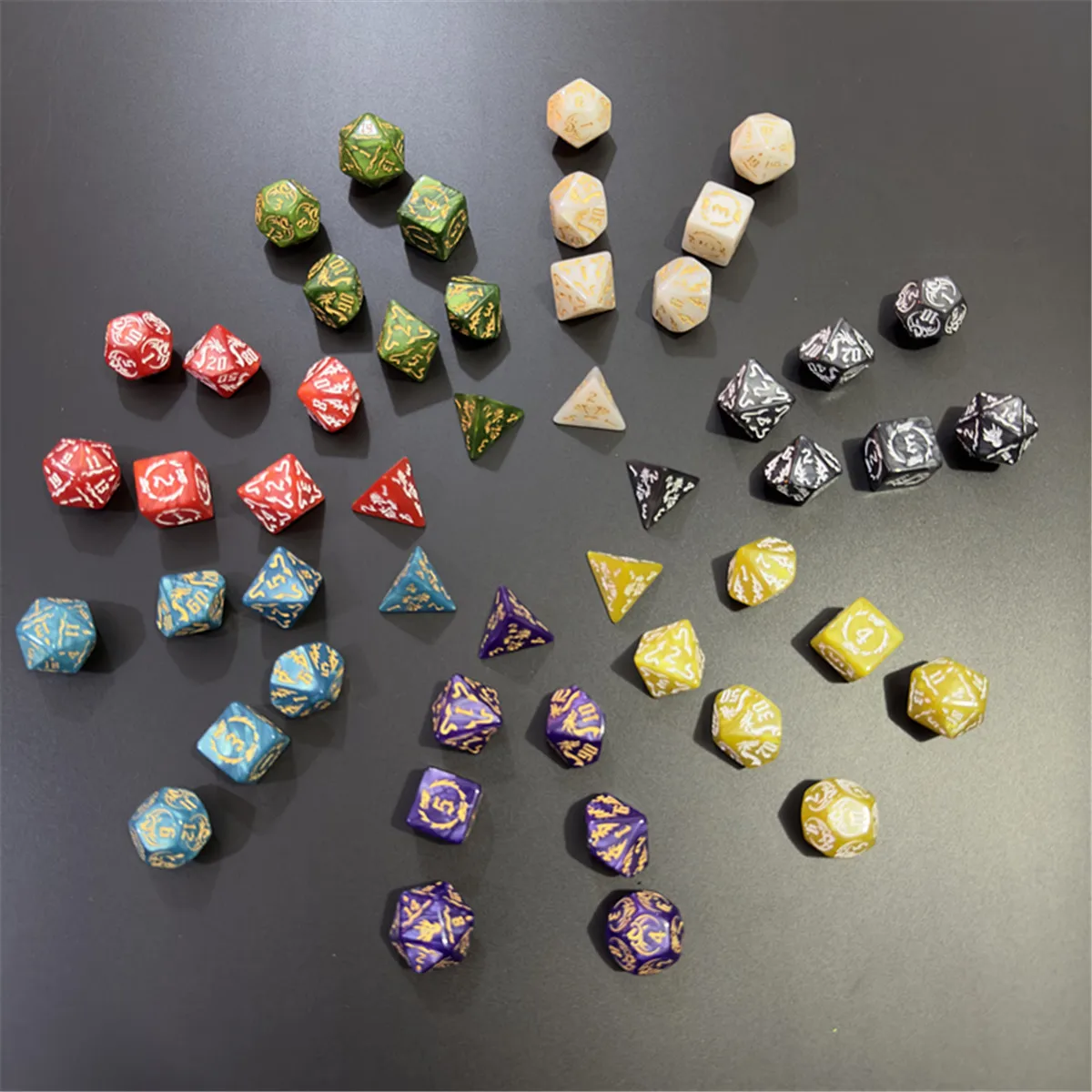 7pcs/set Of New Pattern DND Dice Set D4 D6 D8 D10 D12 D20 Multi-sided Dice For TRPG Board Game High Quality