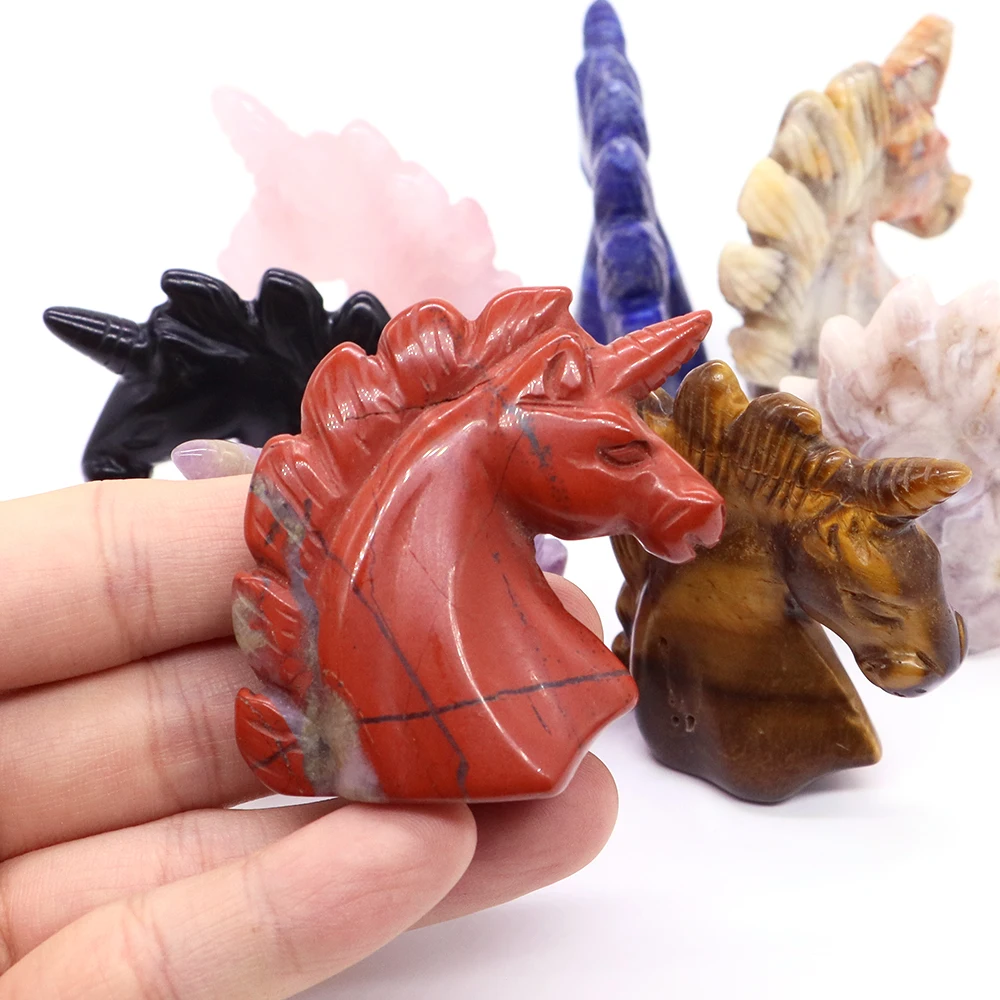 

2" Unicorn Statue Natural Stones Quartz Reiki Healing Crystal Gemstone Animals Figurine Home Decoration Ornament Craft Gift