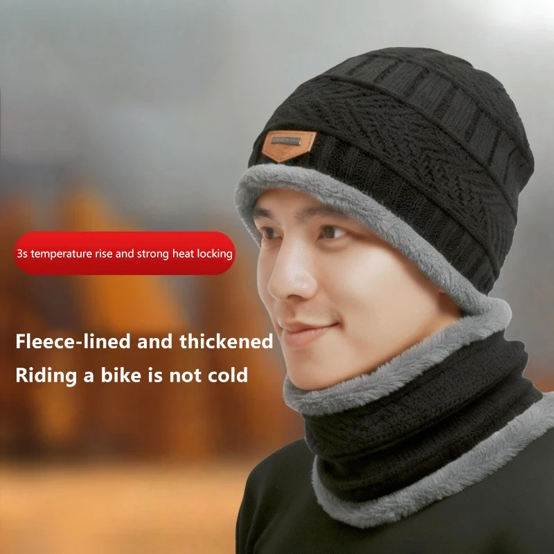

Winter Warm Knitted Hats Scarf Set Warm Beanies Wool Knit Caps Men Women Outdoor Cycling Ski Cold Protection Neck Mask Hat