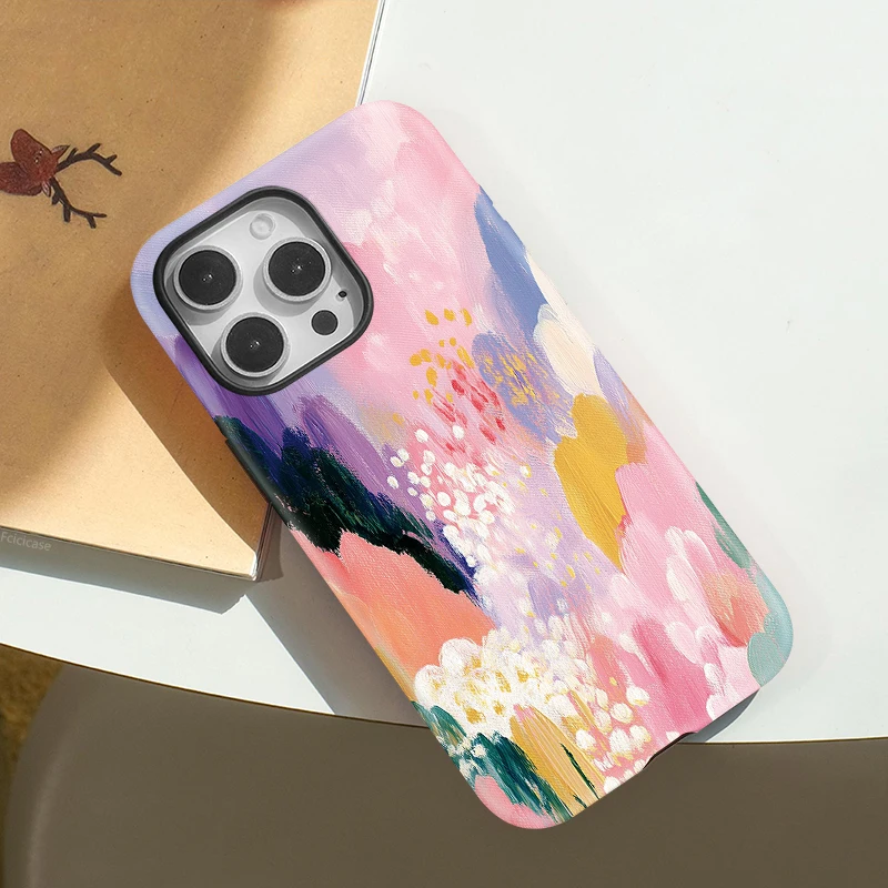 เคสโทรศัพท์ Fcicicase ลายเพ้นท์สีสันสดใส สำหรับ iPhone 17 16 15 Pro Max 14 Plus 13 12 11  อะคริลิกแม่เหล็กแบบด้าน สำหรับ Magsafe