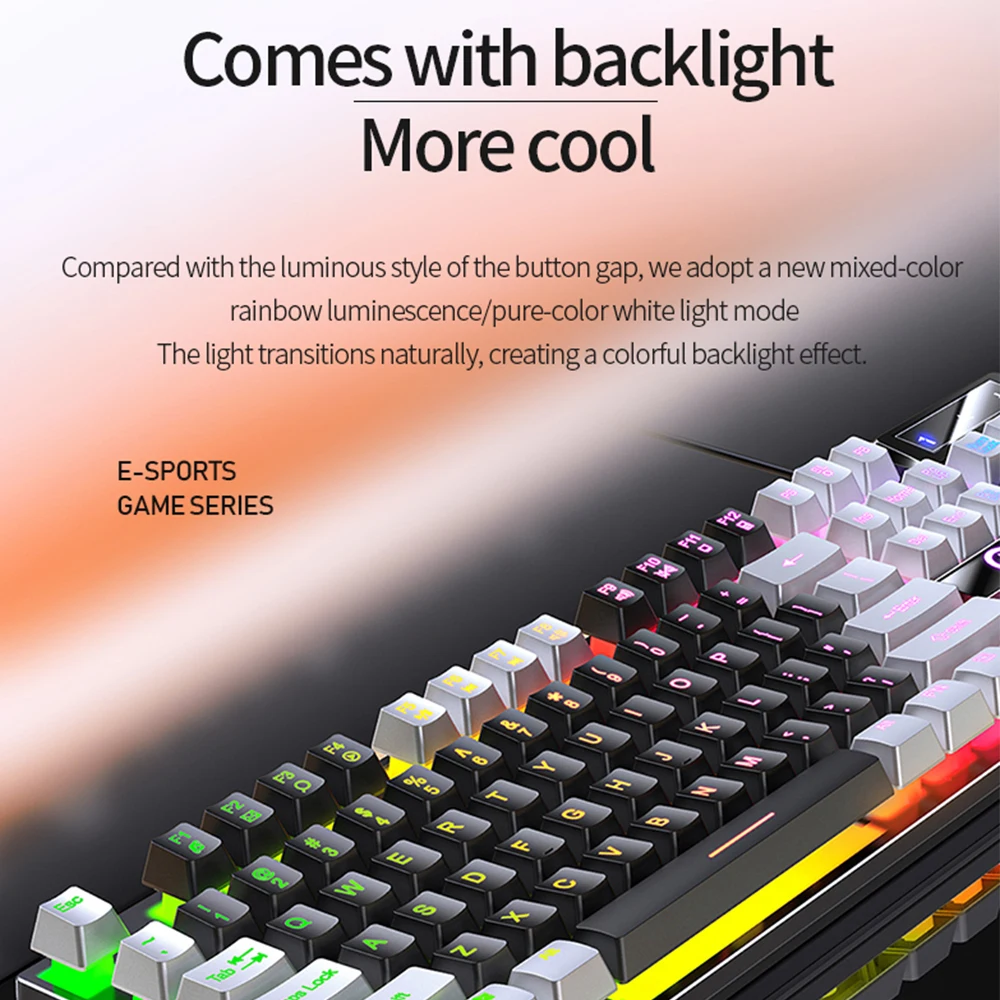 Tastiera da gioco a 104 tasti tastiera cablata corrispondenza dei colori retroilluminata sensazione meccanica Computer periferiche E-sport per Laptop Desktop