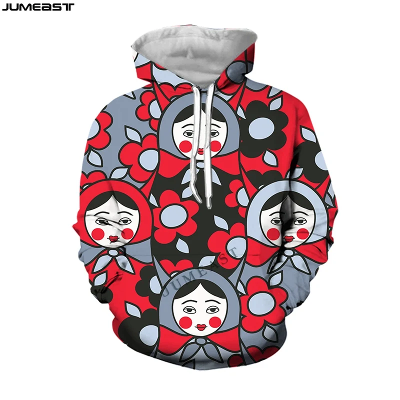 Jumeast Men's Hoodies Sweatshirt Russian Doll Women's Sweatshirt 3D Oversized Coat Tracksuit Funny Spring Autumn Pullover