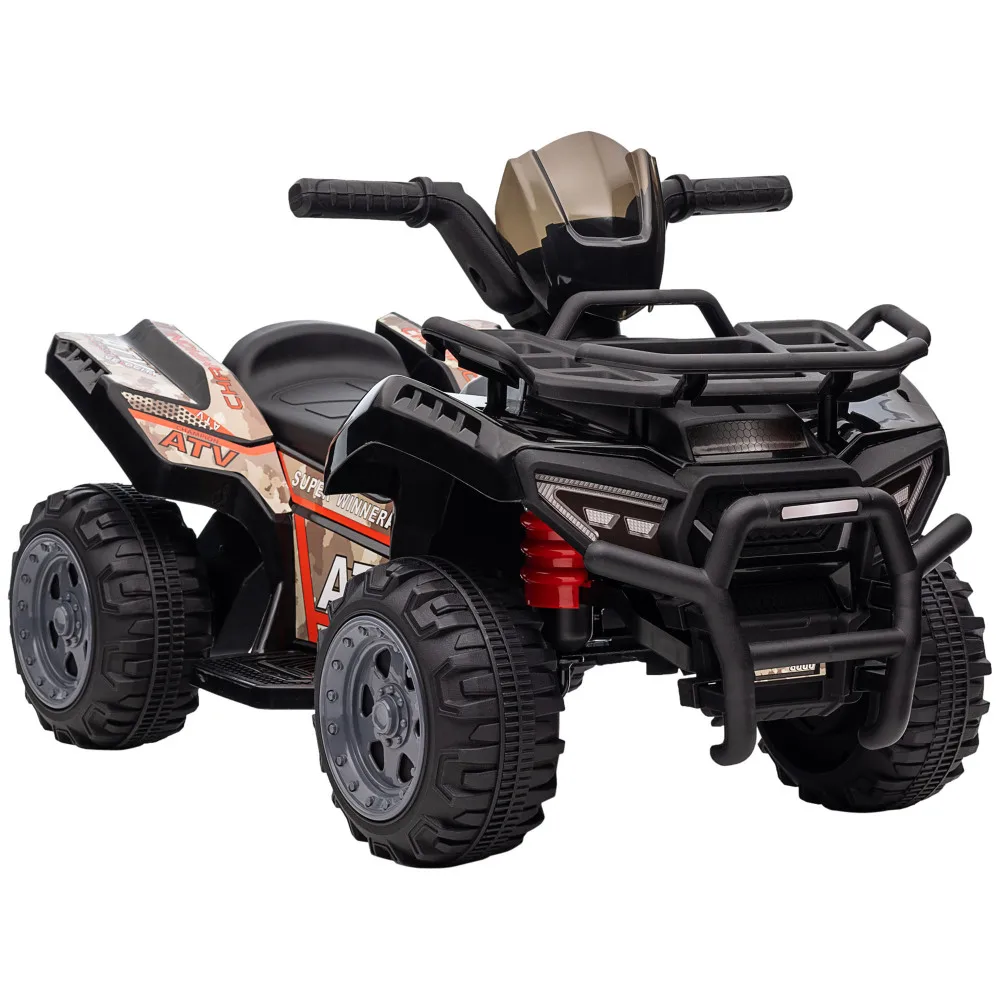 Kids RL Four Wheeler Ride on Car, Façades endommagées, Batterie 6V, 62 Façades électriques avec chansons pour 18 à 36 mois, Noir