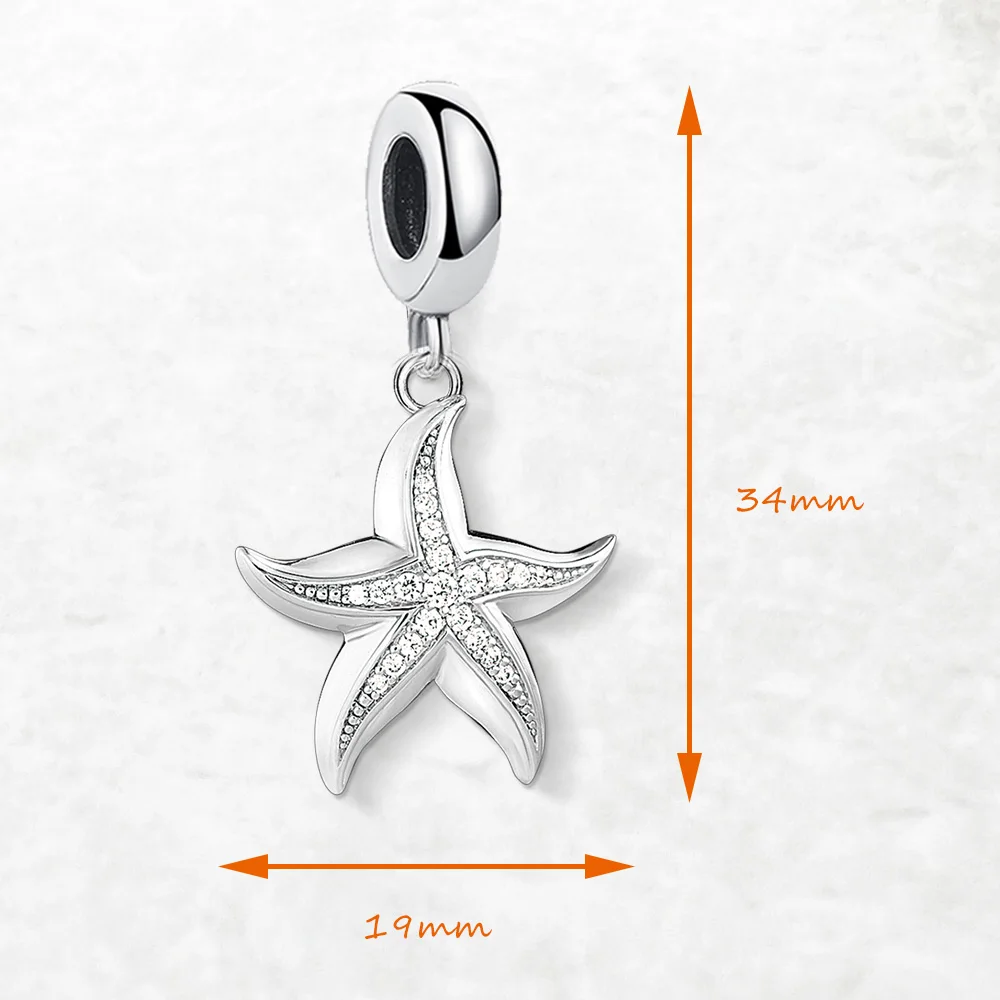Seestern-Anhänger mit baumelndem Anhänger, trendiger Sterlingsilber 925, Modeschmuck für Damen, Geschenk – Detail 3