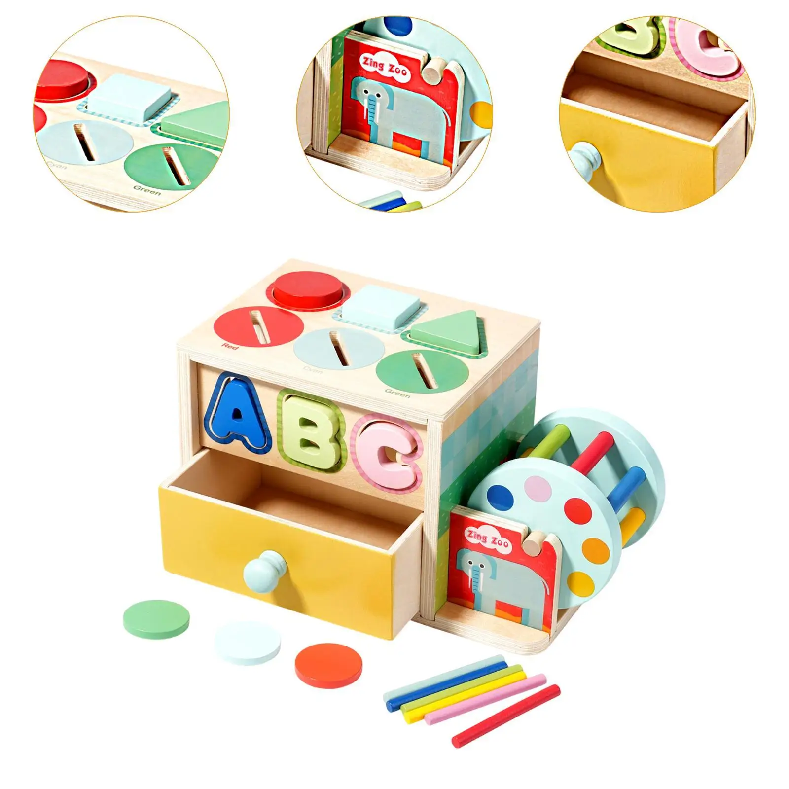 Montessori รูปร่างจับคู่ของเล่นไม้กิจกรรม Busy Cube Early Education Sensory Block Early Developmental สําหรับการประสานงาน