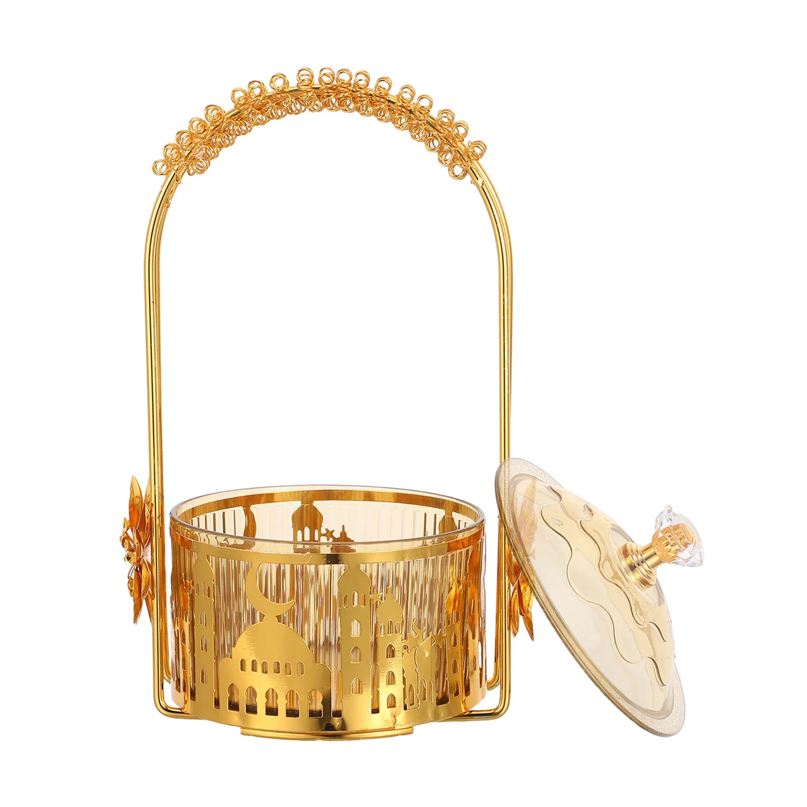 

Candy Jar With Lid Middle Eastern Style Snack Bowl Ramadan Treat Dish Eid Mubarak Serving Tray Kitchen Storage Container