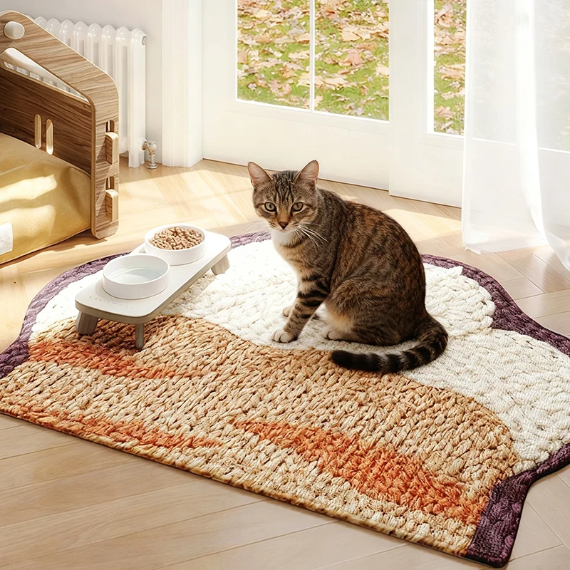 

1pc Cartoon Non-Slip Pet Feeding Mat, Cat Scratching Pad with Non-Irritating Odor Comfortable Wear & Tug Resistant 애완동물 음식 매트