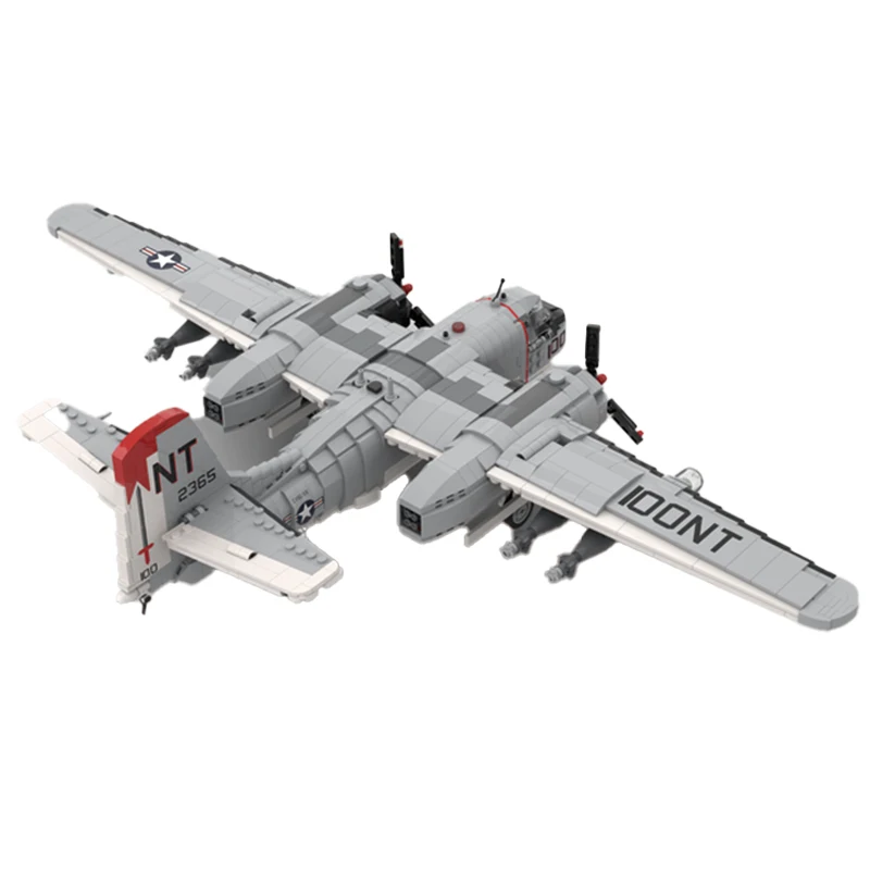 WW2 Military Fighter Series 1:35 Scale S-2 Tracker Aircraft Assembled Model DIY Creative Puzzle Brick Toys Xmas Gifts MOC-143540