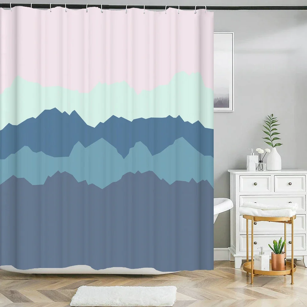 Nordic Style Abstract Art Line Shower Curtains Waterproof Polyester Bath Curtain Morandi Color Block for Bathroom Curtains Decor