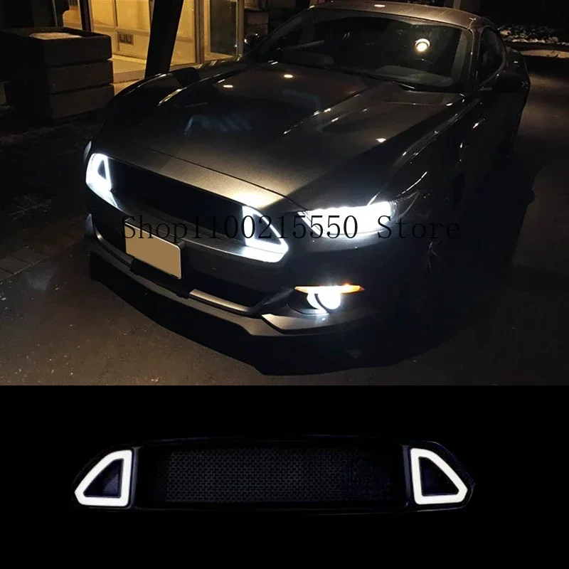 

For Ford Mustang 2015-2017 Style Car Grill Front Grille Plastic Upper Replacement Bumper Hood Mesh With LED Light Auto Kit