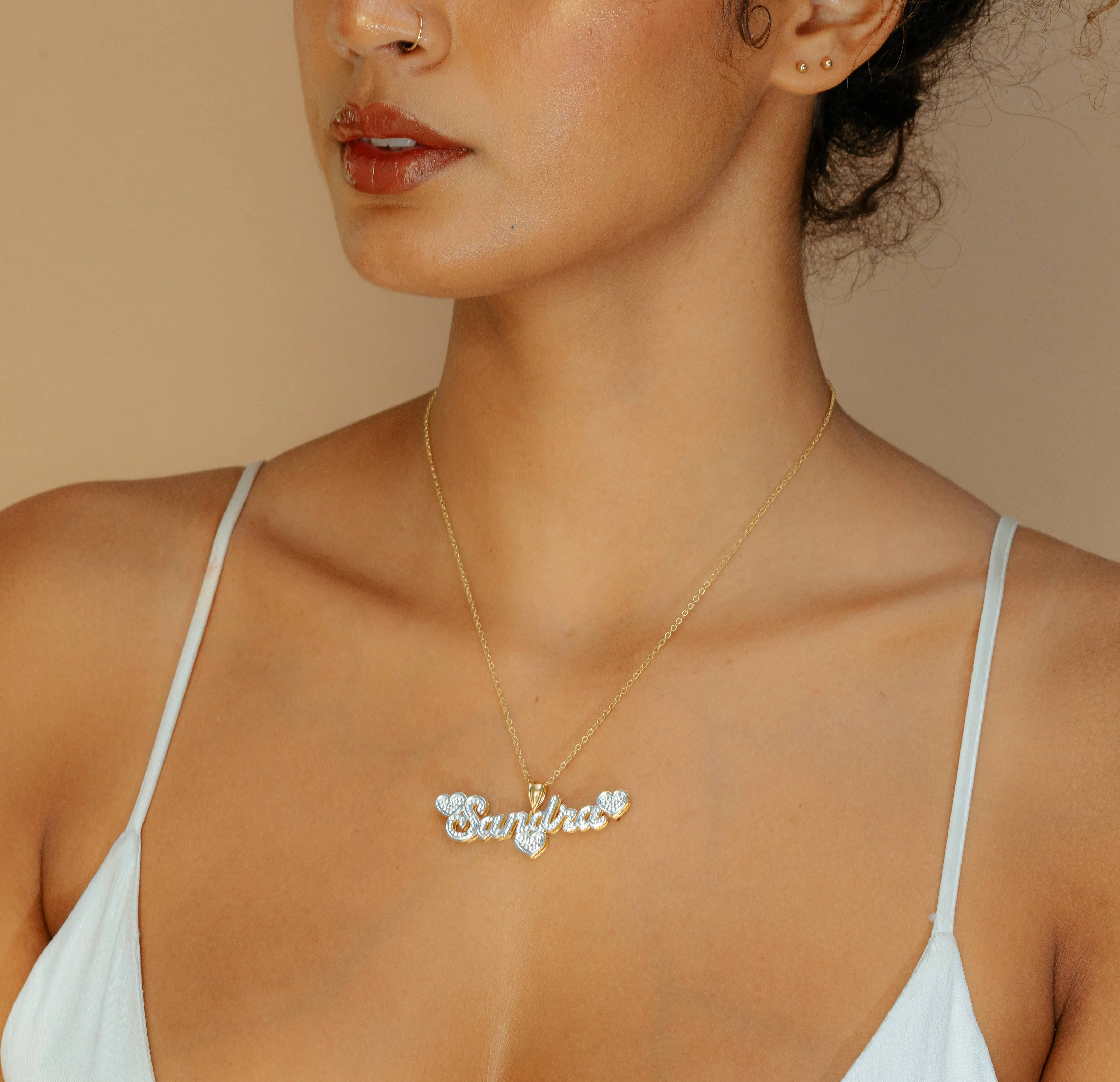 Customized Cute Double-layer Gold-plated Name Necklace A Gift for Her Customized Love Name Necklace Matching Clothes