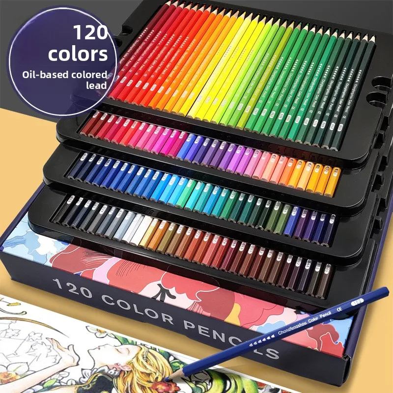Oil Based Colored Pencil Set in 72 and 120 Colors, Wood Barrel Drawing Pencils for Coloring, Sketching and Student Art Projects