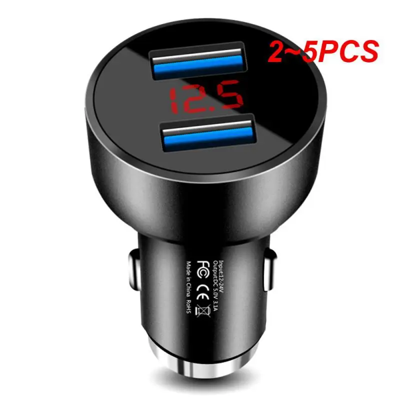 2~5PCS Auto Vehicle Car Dual USB Car Charger QC 3.0 Fast Charging Adapter Cigarette Lighter LED Voltmeter For All Mobile Phone