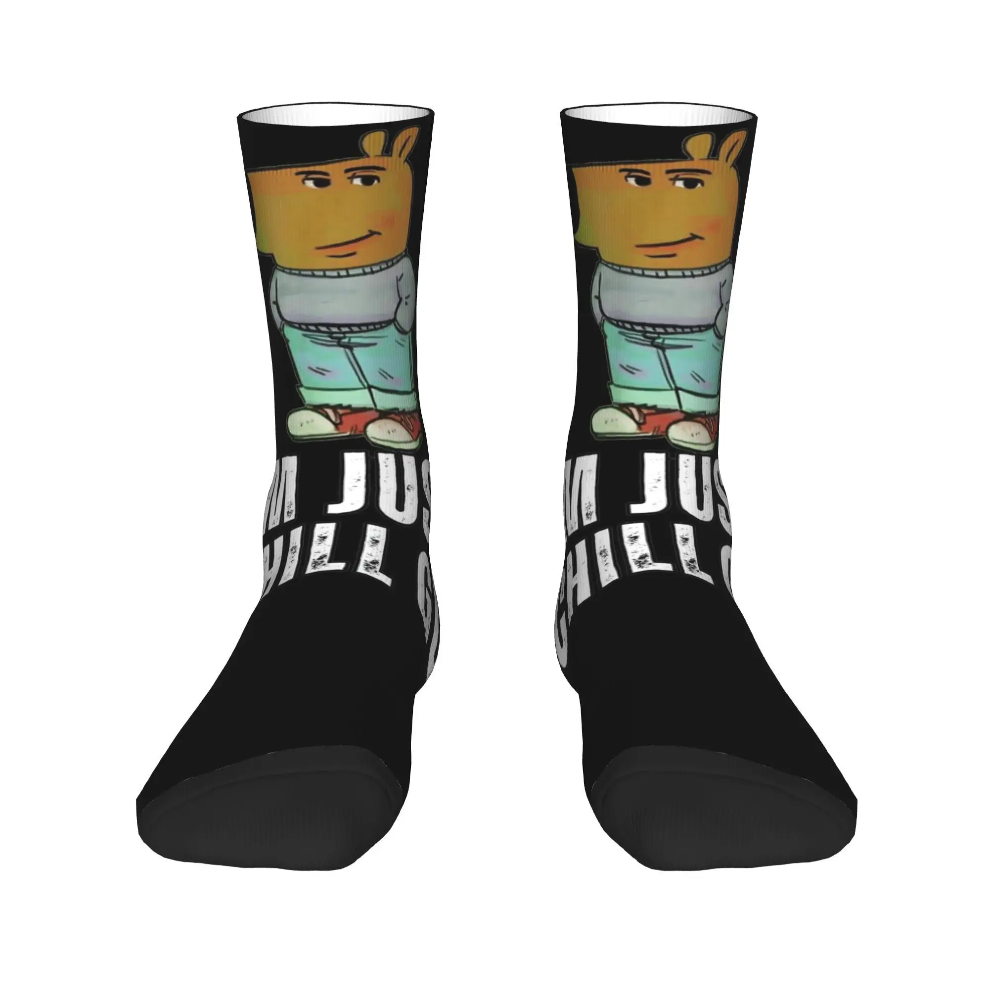 Fashion Men Women Crew Socks I'm Just A Chill Guy Outfit Soft Funny Meme Sweat Absorbing Sock